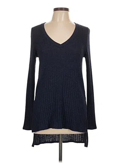 Pre-owned Deletta Long Sleeve Top Blue V Neck Tops