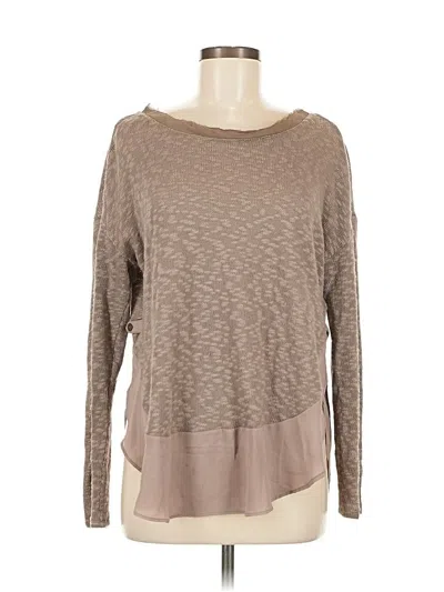 Pre-owned Deletta Long Sleeve Top Brown Boatneck Tops