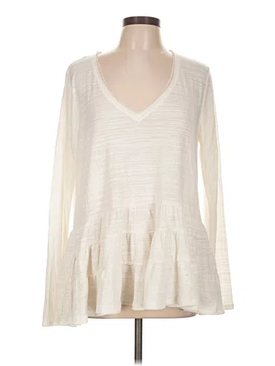 Pre-owned Deletta Long Sleeve Top Ivory V-neck Tops