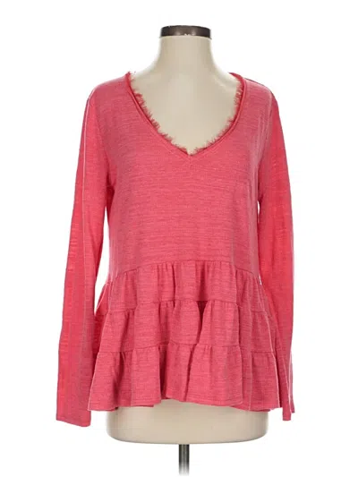 Pre-owned Deletta Long Sleeve Top Red V Neck Tops