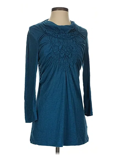Pre-owned Deletta Long Sleeve Top Teal Cowl Neck Tops