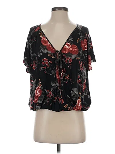 Pre-owned Deletta Short Sleeve Blouse In Black
