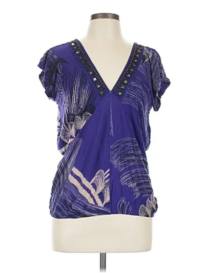 Pre-owned Deletta Short Sleeve Blouse In Purple
