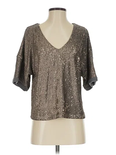 Pre-owned Deletta Short Sleeve Blouse In Silver