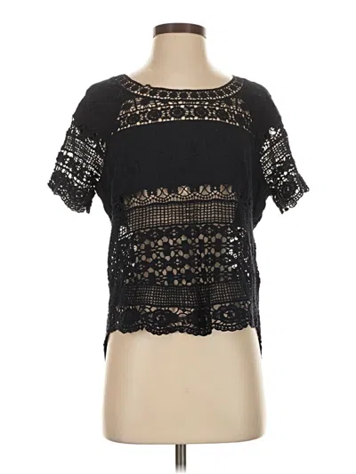 Pre-owned Deletta Short Sleeve Top Black Square Neckline Tops