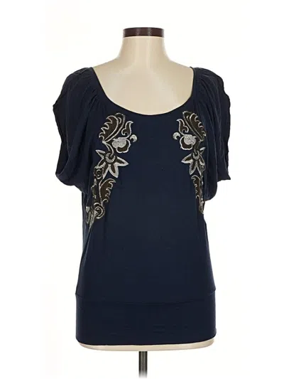 Pre-owned Deletta Short Sleeve Top Blue Sweetheart Neckline Tops