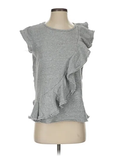 Pre-owned Deletta Short Sleeve Top Gray Ruffles Neckline Tops