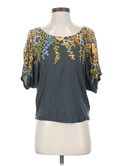 Pre-owned Deletta Short Sleeve Top Gray Scoop Neck Tops