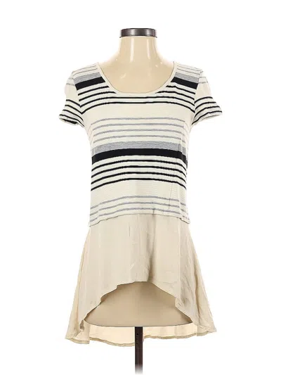 Pre-owned Deletta Short Sleeve Top Ivory Scoop Neck Tops In White