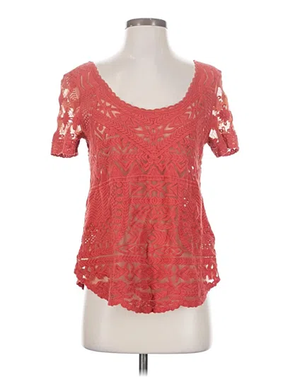 Pre-owned Deletta Short Sleeve Top Red Sweetheart Neckline Tops