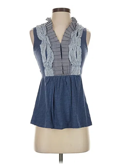 Pre-owned Deletta Sleeveless Button Down Shirt In Blue