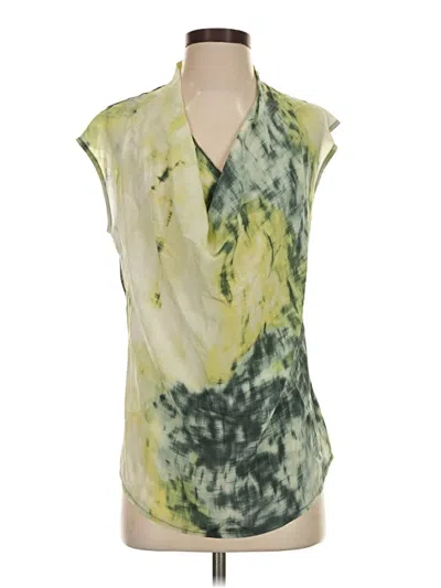 Pre-owned Deletta Sleeveless Silk Top Green Cowl Neck Tops