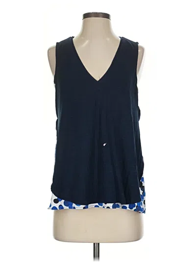 Pre-owned Deletta Tank Top Blue Plunge Neckline Tops