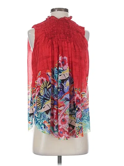 Pre-owned Deletta Tank Top Red Halter Neckline Tops