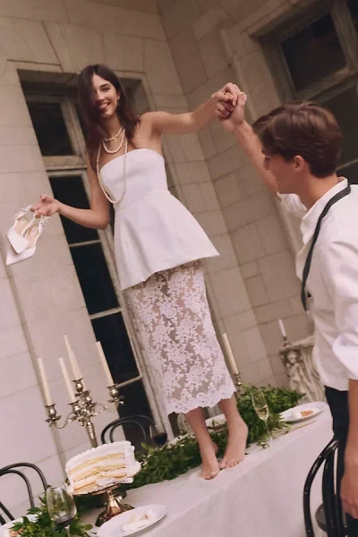 Delfi Collective Amaya Strapless Twofer Midi Dress In White