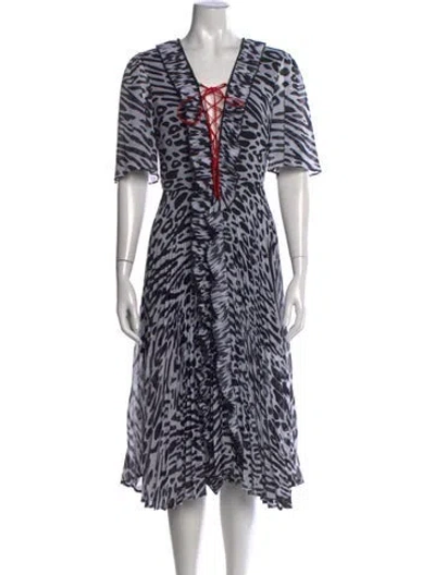 Pre-owned Delfi Collective Animal Print Midi Length Dress In Black/white