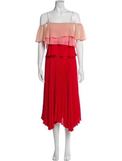 Pre-owned Delfi Collective Colorblock Pattern Midi Length Dress In Red