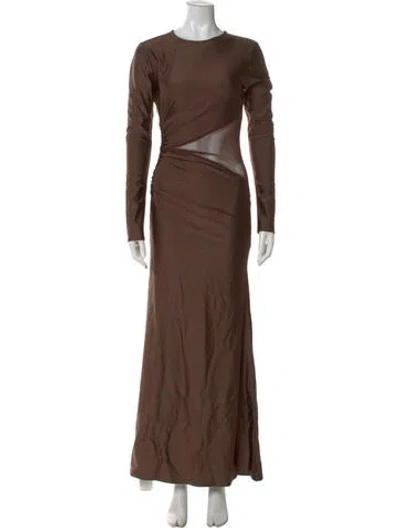 Pre-owned Delfi Collective Crew Neck Long Dress In Brown