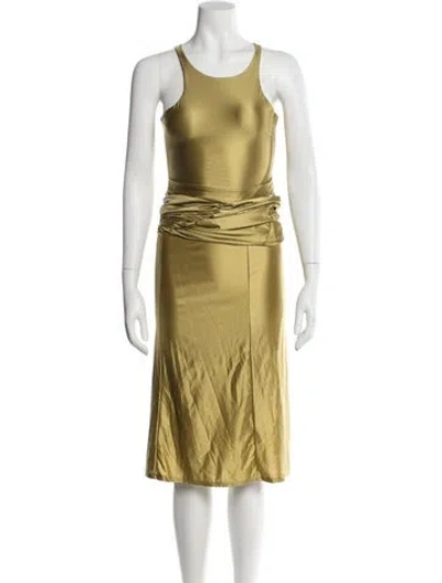 Pre-owned Delfi Collective Crew Neck Midi Length Dress In Green