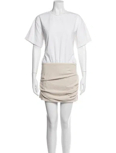 Pre-owned Delfi Collective Crew Neck Mini Dress In White