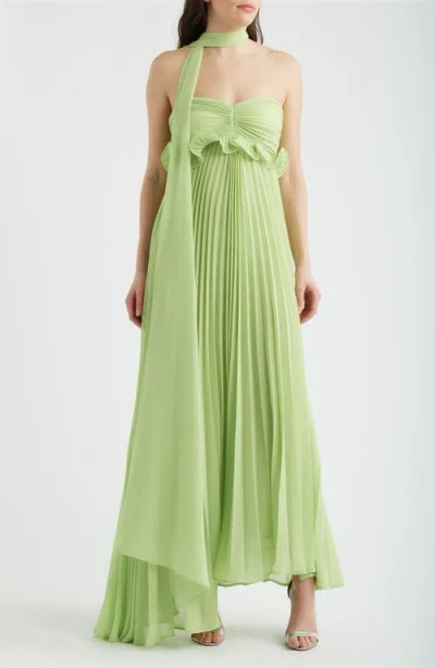 Delfi Collective Diana Strapless Chiffon Dress In Green