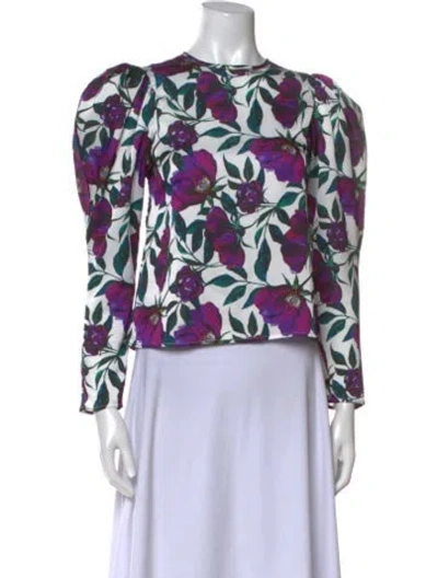 Pre-owned Delfi Collective Floral Print Crew Neck Blouse In Multi