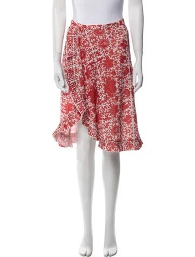 Pre-owned Delfi Collective Floral Print Knee-length Skirt In Orange