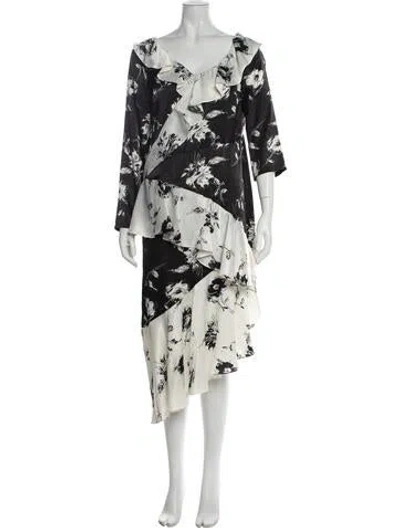 Pre-owned Delfi Collective Floral Print Long Dress In Black