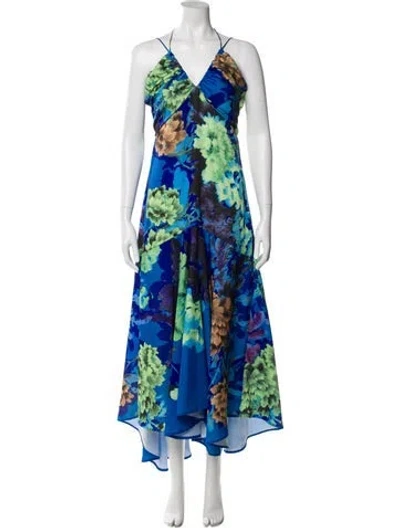 Pre-owned Delfi Collective Floral Print Long Dress In Blue