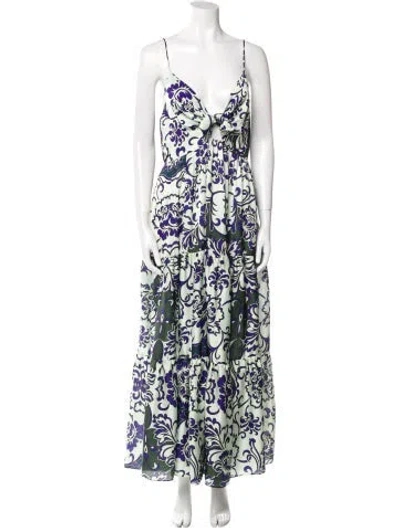 Pre-owned Delfi Collective Floral Print Long Dress In Green