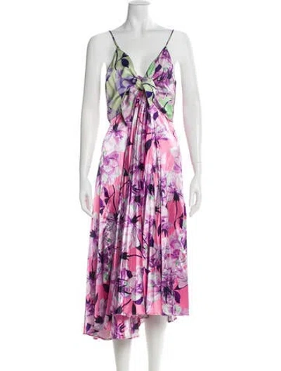 Pre-owned Delfi Collective Floral Print Long Dress In Pink