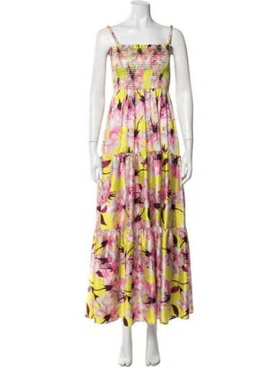 Pre-owned Delfi Collective Floral Print Long Dress In Pink
