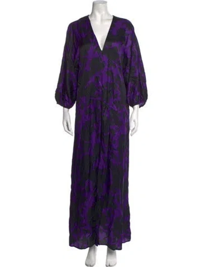 Pre-owned Delfi Collective Floral Print Long Dress In Purple