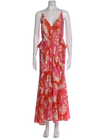 Pre-owned Delfi Collective Floral Print Long Dress In Red
