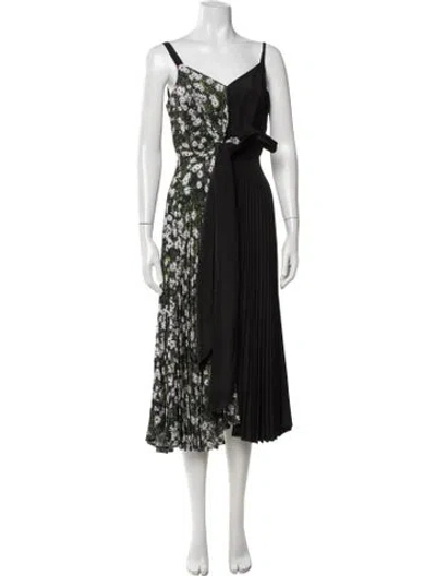 Pre-owned Delfi Collective Floral Print Midi Length Dress In Black