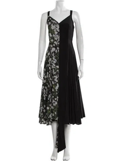 Pre-owned Delfi Collective Floral Print Midi Length Dress In Black