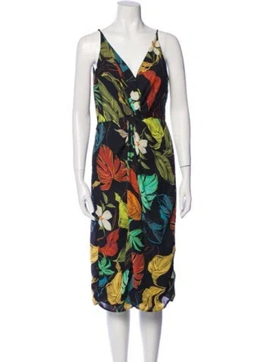 Pre-owned Delfi Collective Floral Print Midi Length Dress In Blue