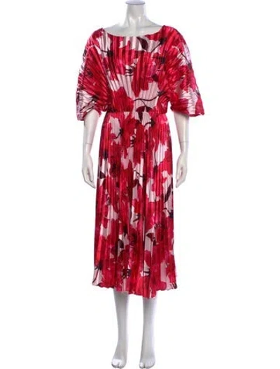 Pre-owned Delfi Collective Floral Print Midi Length Dress In Pink