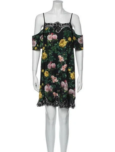 Pre-owned Delfi Collective Floral Print Mini Dress In Black