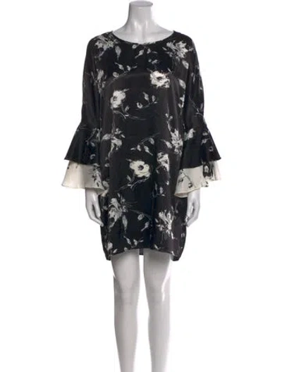 Pre-owned Delfi Collective Floral Print Mini Dress In Black