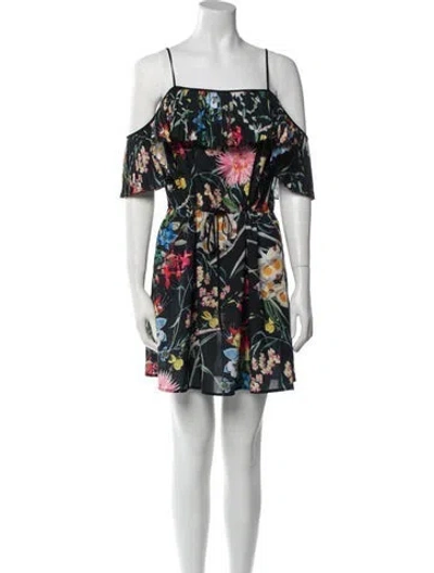 Pre-owned Delfi Collective Floral Print Mini Dress In Black