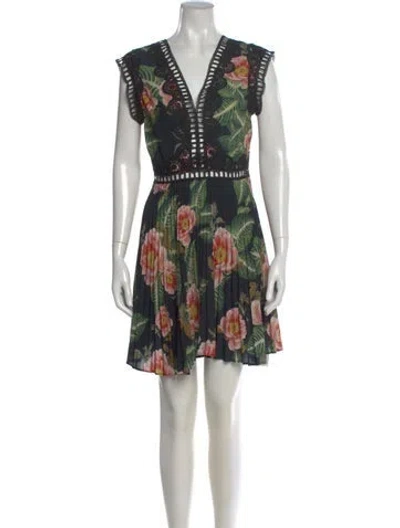 Pre-owned Delfi Collective Floral Print Mini Dress In Black