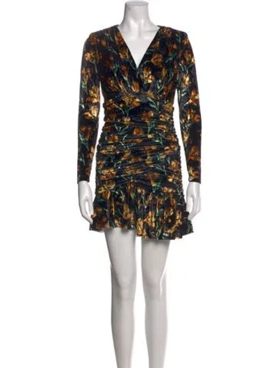 Pre-owned Delfi Collective Floral Print Mini Dress In Black