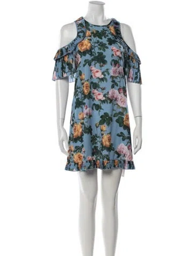 Pre-owned Delfi Collective Floral Print Mini Dress In Blue