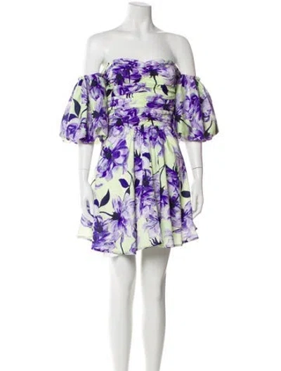 Pre-owned Delfi Collective Floral Print Mini Dress In Purple