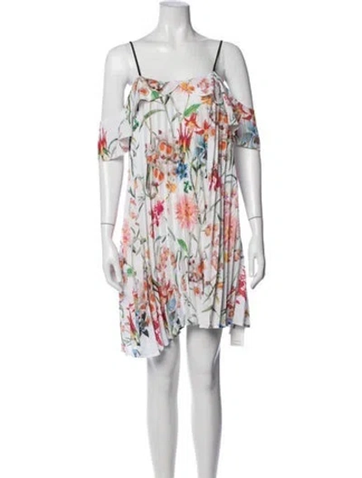 Pre-owned Delfi Collective Floral Print Mini Dress In White