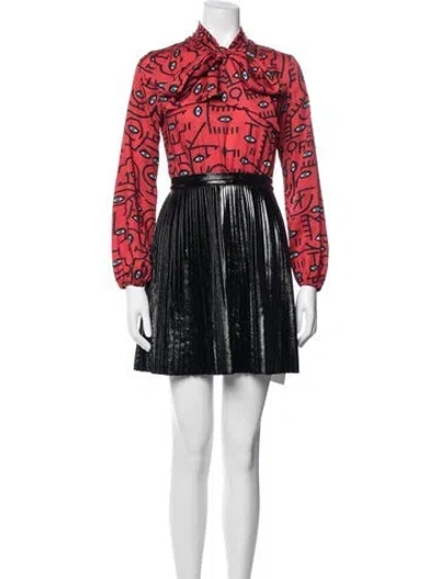 Pre-owned Delfi Collective Graphic Print Mini Dress In Red