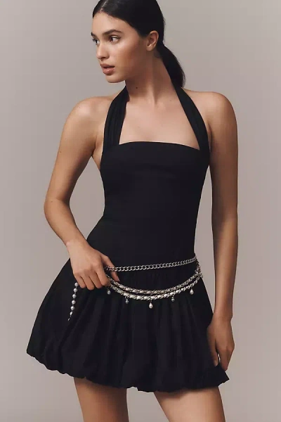 Delfi Collective Halter Bubble Mini Dress In Black