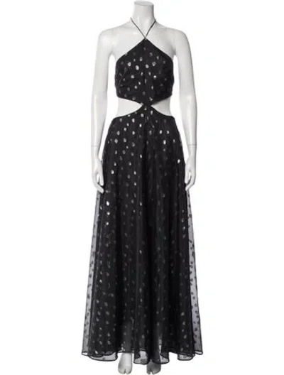Pre-owned Delfi Collective Halterneck Long Dress In Black