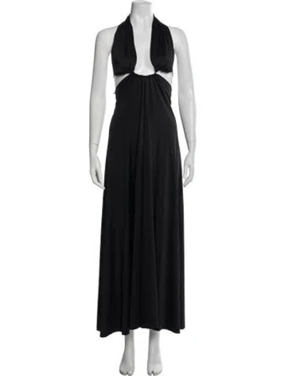 Pre-owned Delfi Collective Halterneck Long Dress In Black